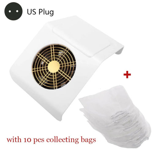30W High Power Nail Vacuum Cleaner Nail Dust Collector Foot Care Tool Gift for Nail Salon - White / US Plug - 1