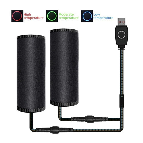 WUPP 12V USB Motorcycle Bike Handlebar Cover Heating Grip Hand Warmer with 3 Temperature Settings - 1