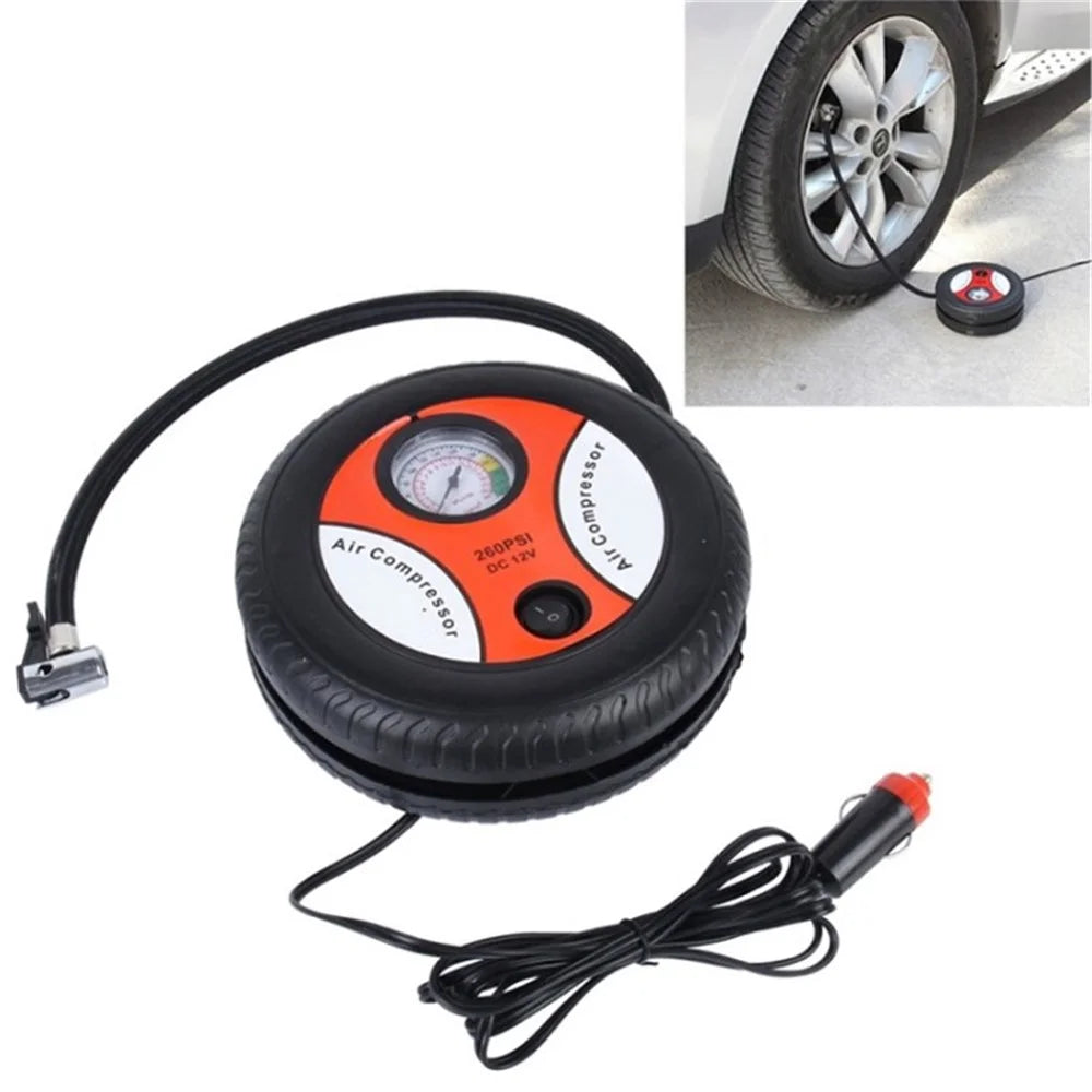 DC 12V 260PSI Portable Car Air Compressor Pump Tire Inflator for Car, Bike, Motorbike - 380 Model - 1