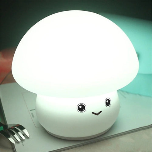 Mushroom Lamp Cute Silicone 1200mAh Rechargeable Night Light Eye-protection Baby Nursery Lamp - Style A - 1