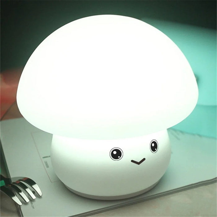 Mushroom Lamp Cute Silicone 1200mAh Rechargeable Night Light Eye-protection Baby Nursery Lamp - Style A - 1