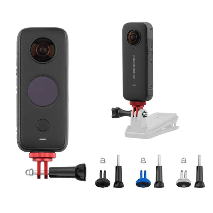 Camera Bracket Adapter for Insta360 ONE X3 / X2, Sports Camera Helmet Fixed Mounts with 1 / 4 inch Long Screw Camera Accessories - Red - 7