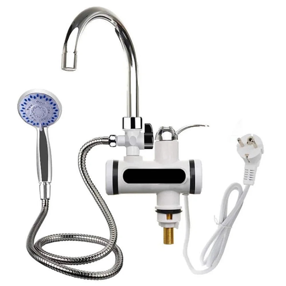 012 Electric Water Heater Faucet with Shower Head Instant Hot Water Tap for Kitchen Bathroom - EU Plug - 1