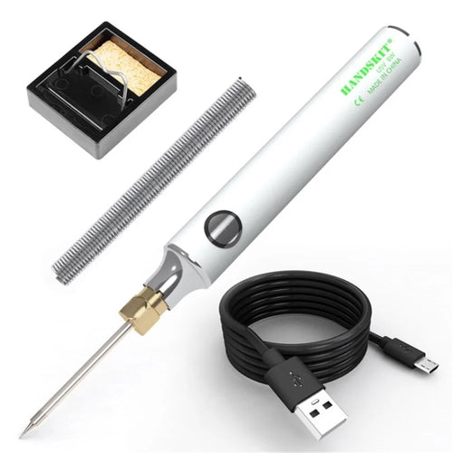 HANDSKIT U5V 8W Soldering Iron Mini Outdoor Portable USB Adjustable Temperature Welding Repair Tool Pen - White - 1