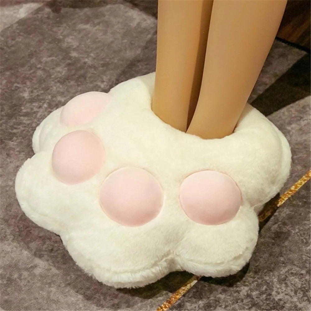 USB Electric Heated Slippers Cute Claw Feet Warmer Cushion Plush Foot Heater Heating Pad - White - 1