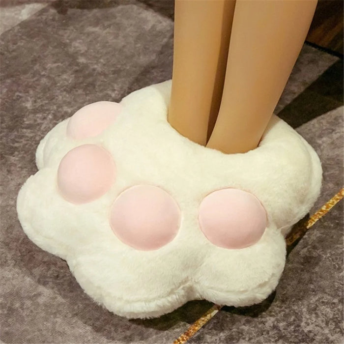 USB Electric Heated Slippers Cute Claw Feet Warmer Cushion Plush Foot Heater Heating Pad - White - 1