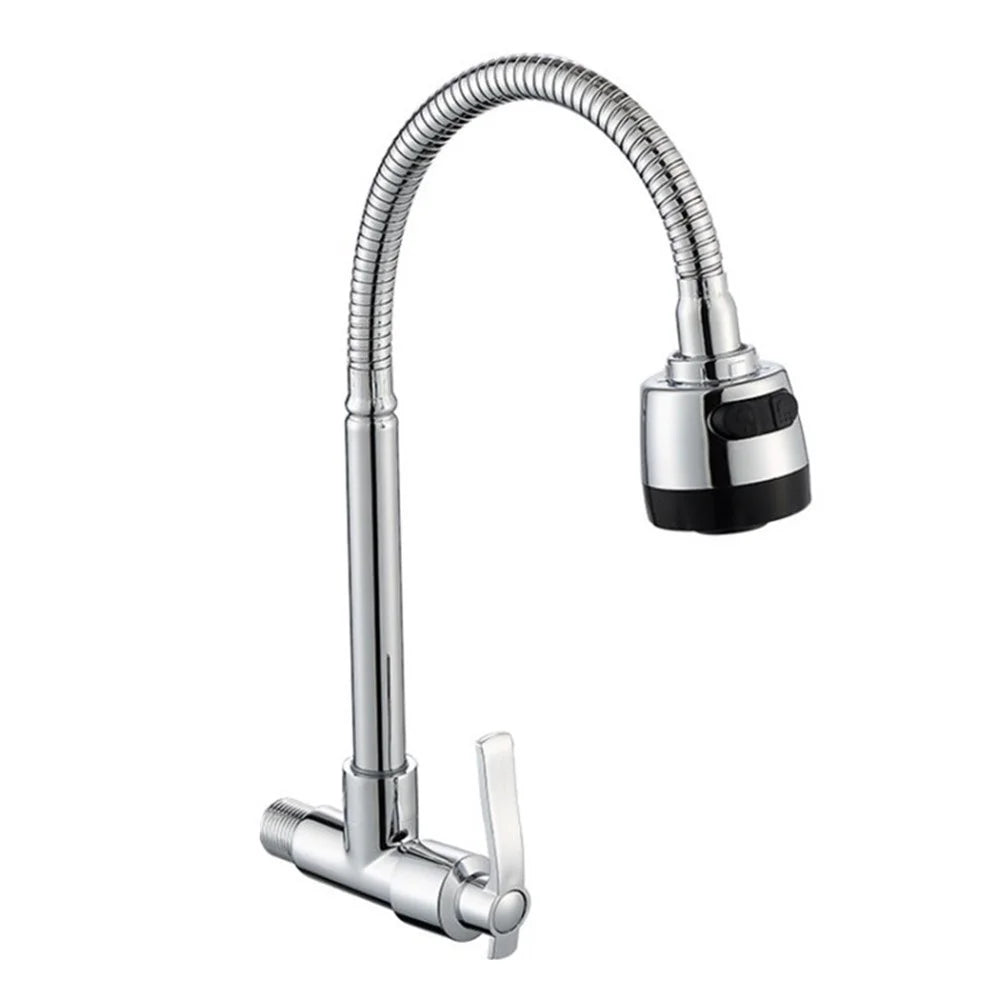 Kitchen Faucet 360-Degree Rotation Head Flexible Wall-Mounted Cold Water Tap - 1