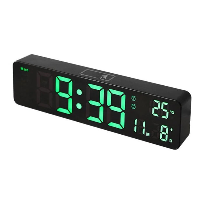 6625D 10in LED Digital Alarm Clock Multifunctional Wall-mounted Clock with Big Number LED Display - Green Light - 1