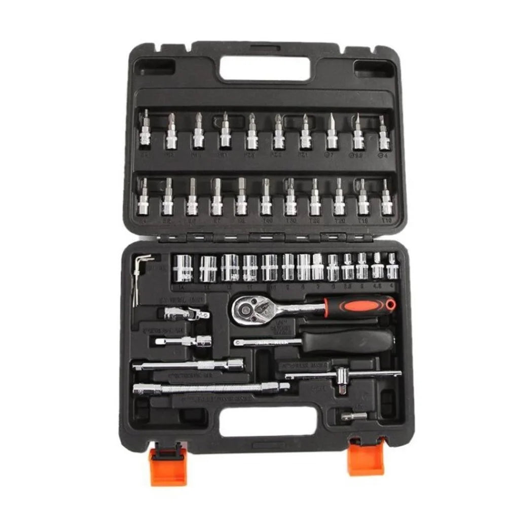46Pcs Spanner Socket Set  for Car Repairs 1 / 4 inch Screwdriver Ratchet Wrench Combination Hand Tool Set - Black - 1