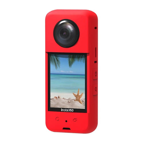 For insta360 One X3 Action Camera Silicone Case Anti-drop Protective Sleeve with Lens Cover - Red - 1