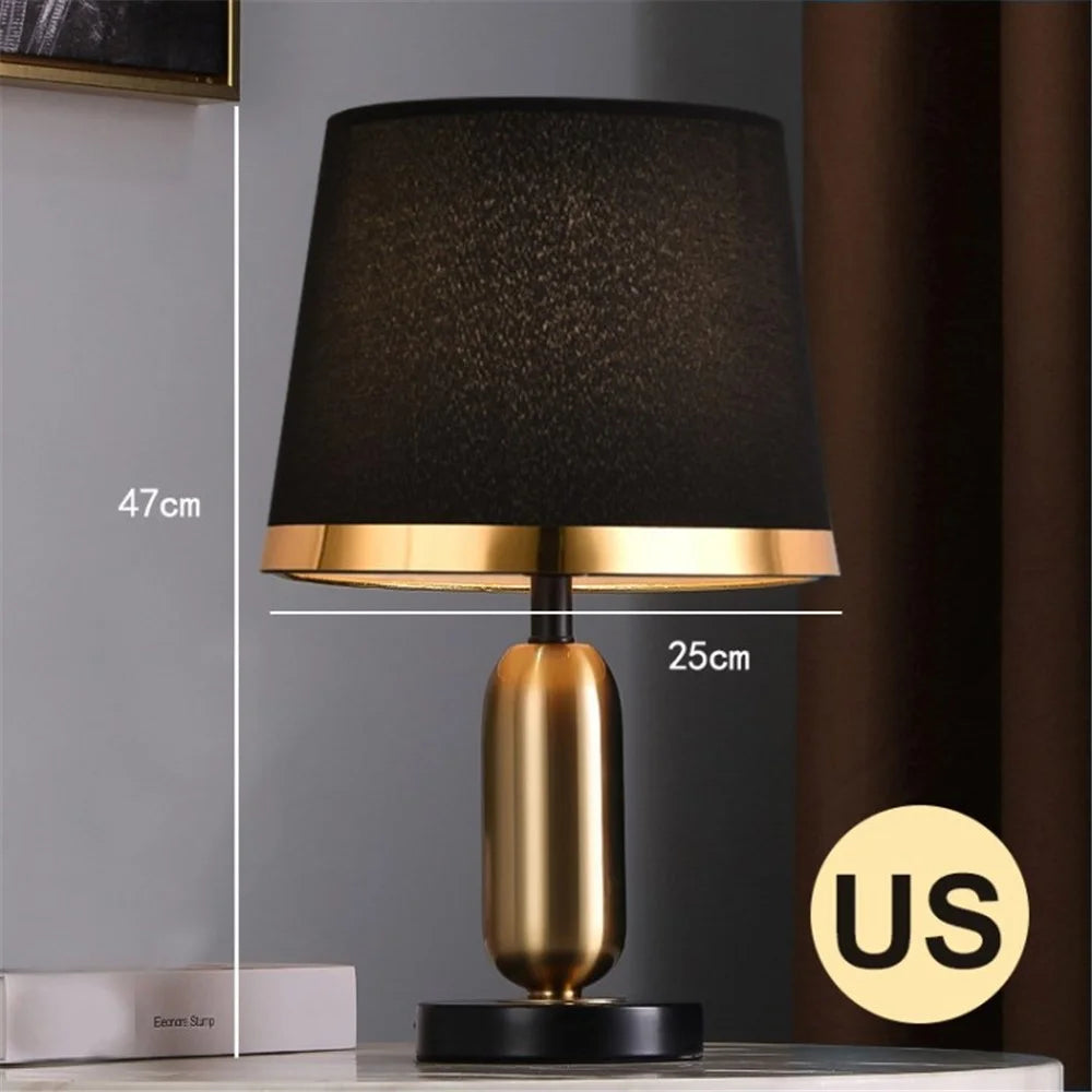 Touch Control Table Lamp Vintage Dimmable Bedside Lamp Small Nightstand Lamp for Bedroom - Style A / Black / US Plug - 1