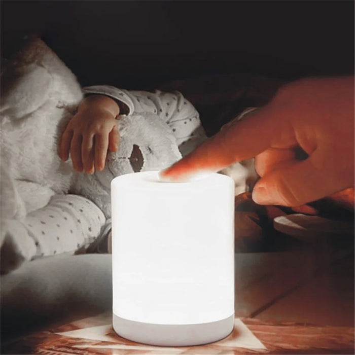 Nursery Night Lamp Rechargeable Dimmable LED Touch Sensor Bedside Light for Baby Children - White Light - 1