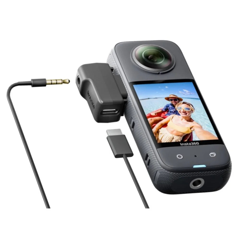 External Mic Microphone Adapter Vlogging Accessories for Insta360 X3 Camera - Black - 1