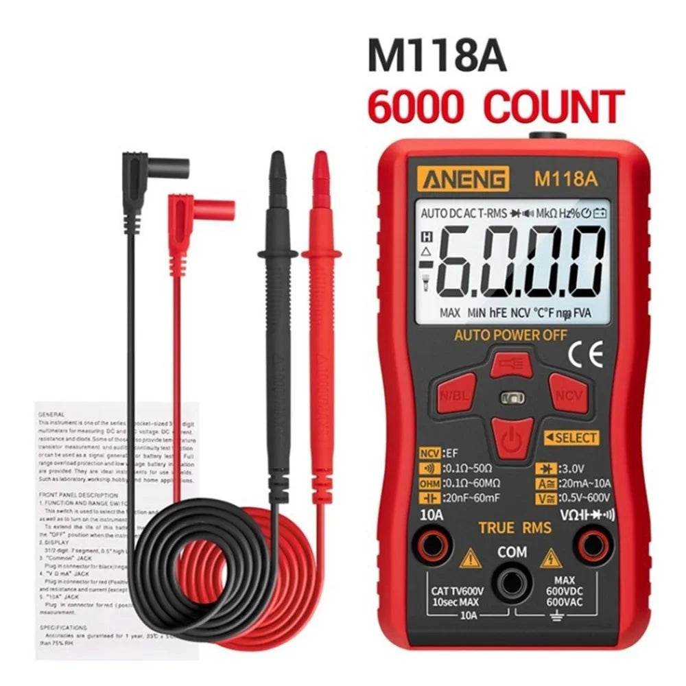 ANENG M118A Digital Multimeter Tester 6000 Counts Fast Accurately Measures Auto-Ranging Tester Meter - 1