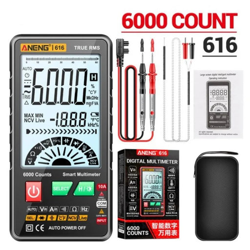 ANENG 616 Digital Multimeter 6000 Counts DC AC Voltage Current Tester Meter - Black / Black - 1