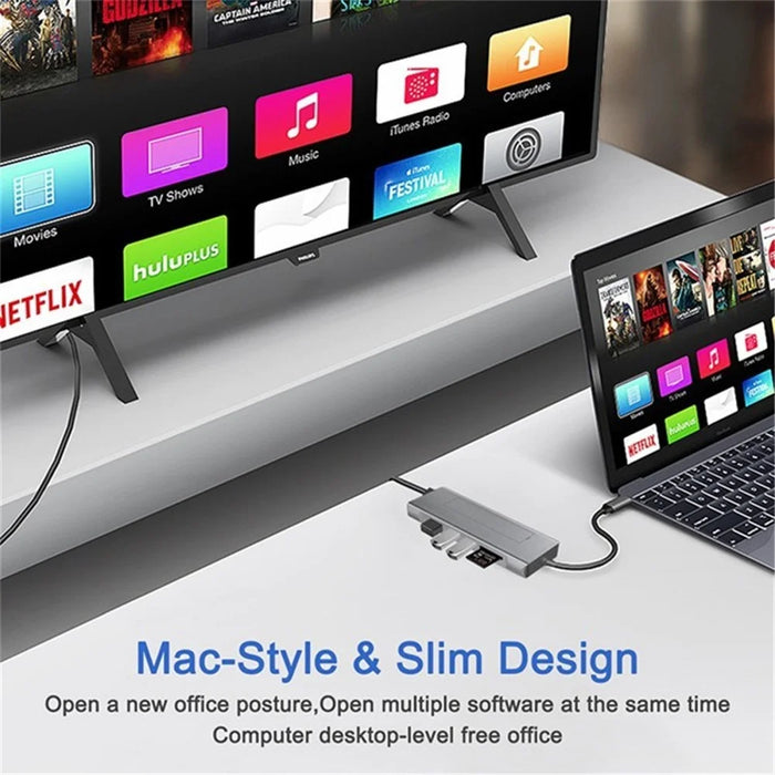 8 in 1 Multi-Port USB Type-C Hub NVME SATA M.2 Multi-function Hub Type-C Docking Station - 6