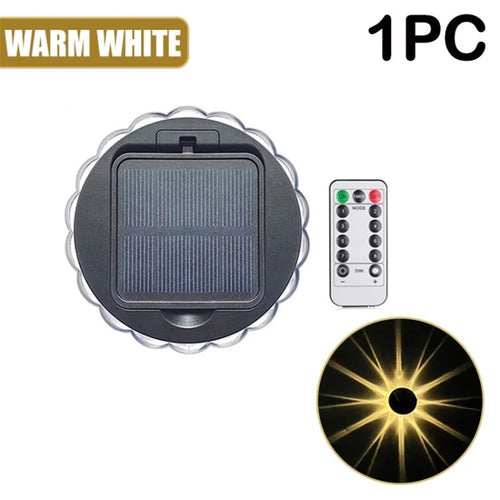 KOMILT Solar Wall Light Waterproof Outdoor Lights for Garden Fence Patio Backyard -  Yellow Light / 8-Mode Remote / 1PC - 1