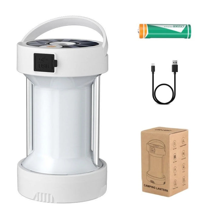 Portable LED Camping Lantern Outdoor Waterproof Solar USB Rechargeable LED Emergency Tent Light Flashlight Survival Kits - White - 1