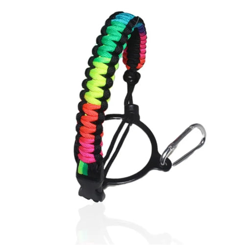 Paracord Handle Strap Paracord Carrier Survival Strap Cord with Carabiner for 12-64oz Wide Mouth Water Bottles (Water Bottle Not Included) - Colorful+Black Side - 1