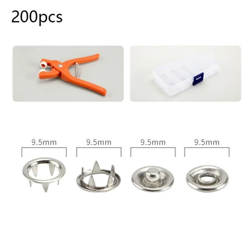 9.5mm Metal Grommet Eyelet Plier Set Eyelet Hole Punch Plier Kit Grommet Tool for Leather Clothes Belt - 200Pcs - 1