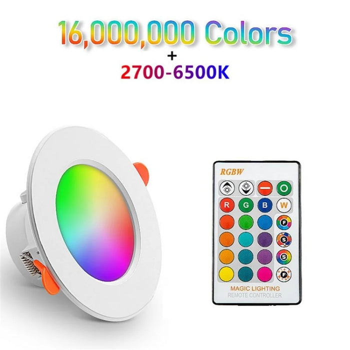 Smart Recessed Lighting RGB CW LED Downlight Dimmable Ceiling Light for Bedroom Kitchen Living Room - 10W RGB / 220V - 1