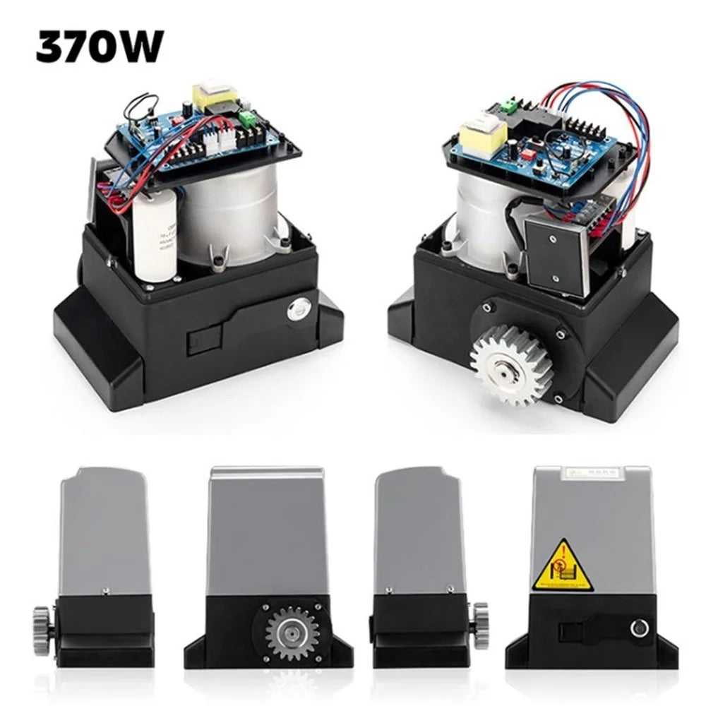 370W / 550W 800-1200kg Electric Automatic Sliding Gate Opener Kit with 2 Remote Controls Infrared Sensor Gate Operator Hardware Kit - 370W - 1