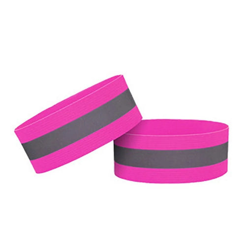 2Pcs 4cm Elastic Reflective Bands Safety Wrist Strap for Men Women Runner Cycling Walking - Pink - 1