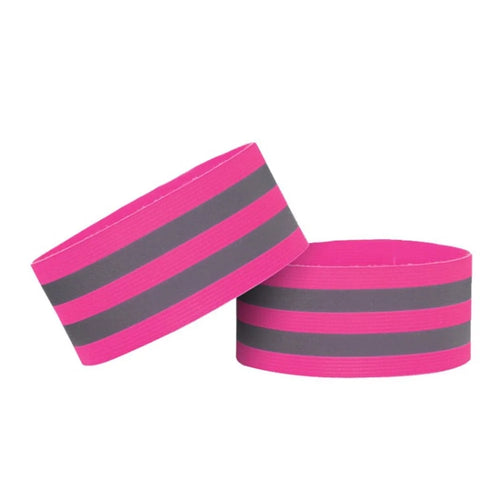 2Pcs 5cm Reflective Bands Night Running Cycling Elastic Reflector Wrist Straps for Men Women - Pink - 1