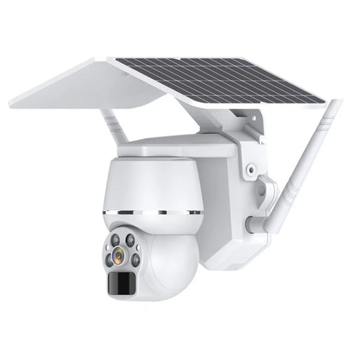 PTZ Outdoor Solar Security Camera Color Night Vision Wireless WiFi Surveillance Camera - White - 1