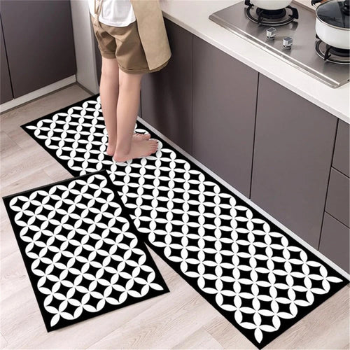 2Pcs Kitchen Floor Mat 40x60cm+40x120cm Entrance Mat Non-Slip Pad Ergonomic Comfort Cushioned Anti-Fatigue Rug - Style A - 1