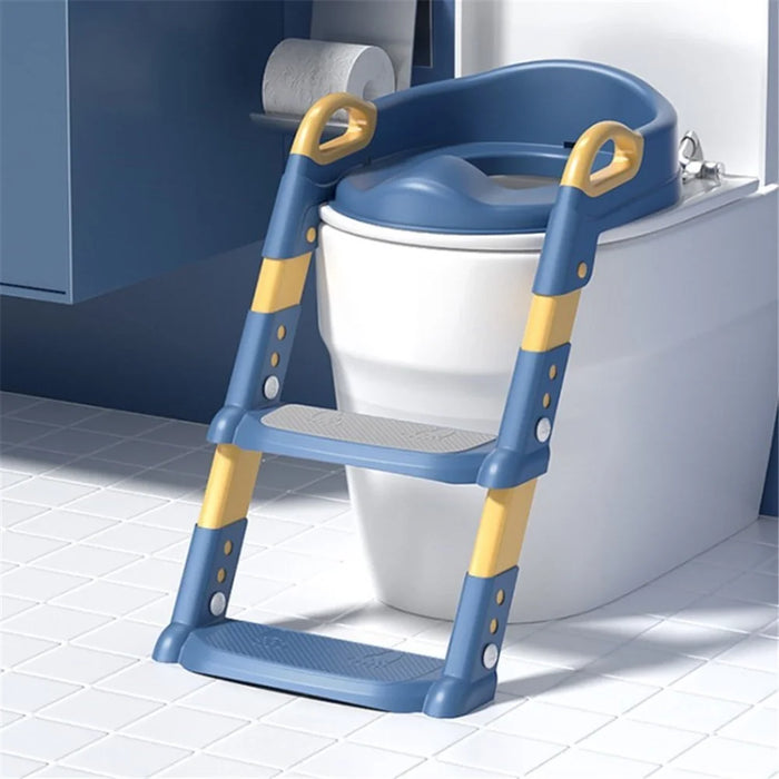 Potty Training Seat Baby Toddler Adjustable Toilet Chair with Anti-Slip Pads Ladder - Blue - 1