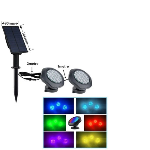 LED RGB Solar Pond Light Submersible Underwater Landscape Spotlights IP68 Underwater Night Light Fountain Pool Waterfall Fish Tank Aquarium Garden - 1 to 2 / Rod - 1