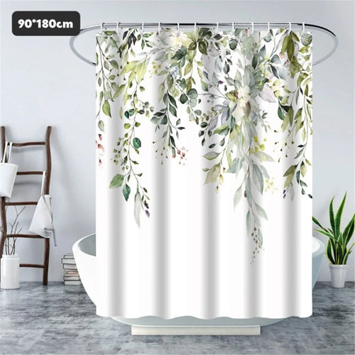 Shower Curtain Waterproof Hanging Leaves Botanical Shower Bathroom Bathtub Curtain Minimalist Shower Curtain Liner - Style A / 90x180cm - 1