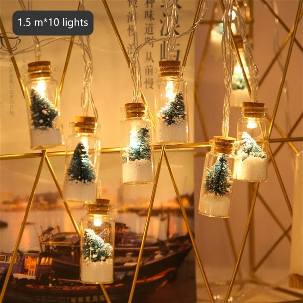 Christmas Decorations String Lights Waterproof Battery Powered LED Wishing Bottle Fairy Lights - Christmas Tree / 1.5m 10-LED - 1