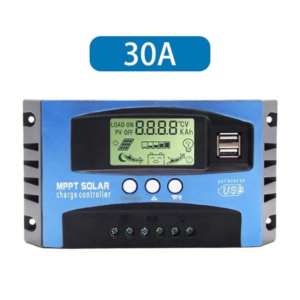 MPPT Solar Charge Controller LCD Display 12V / 24V Solar Panel Charger Regulator - 30A - 1