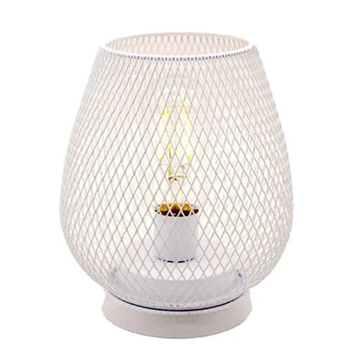 Night Light Vintage Table Lamp Basket Cage Style LED Lantern Light Decorative Lamp - White / Warm White - 1