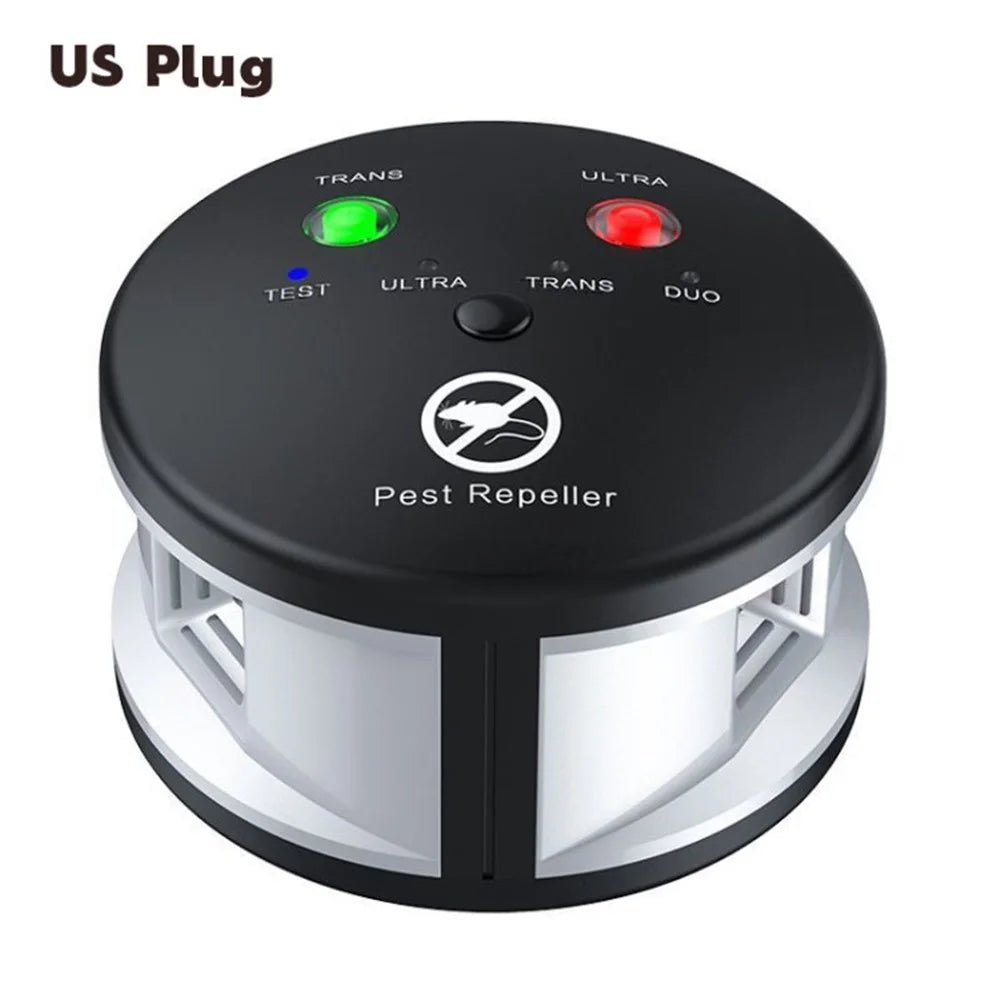 Ultrasonic Pest Repeller Indoor Electronic Mosquito Mouse Bug Roach Rat Fly Repellent for Home, Bedroom, Office - Black+Silver / US Plug - 1