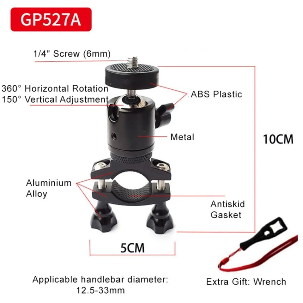 TUYU Motorcycle Bike Handlebar Mount Bracket Bicycle Holder for Gopro Max Insta360 One XR - Style A - 1