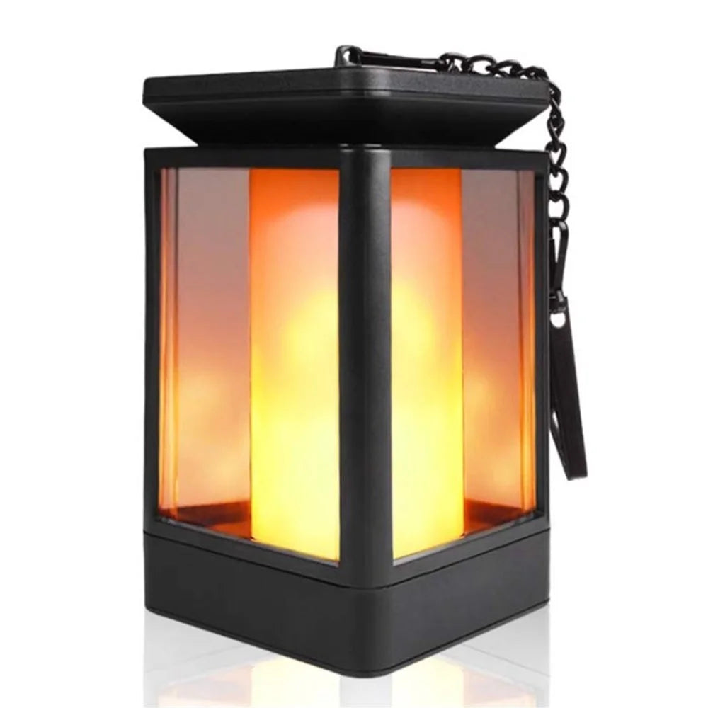Outdoor Solar Lantern Waterproof Patio Garden Yard LED Flame Decorative Lamp Hanging Light - 1