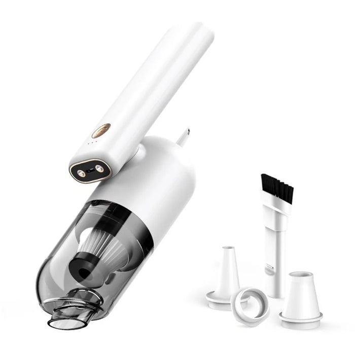 Portable Rotatable Vacuum Cleaner Handheld Cordless Vacuum Cleaner Home Car Cleaning Tool with Dual LED Light - White - 1