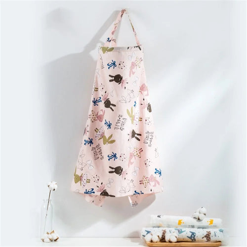 70x100cm Soft Cotton Nursing Cover Breathable Full Coverage Large Breastfeeding Cover - Pink - 1