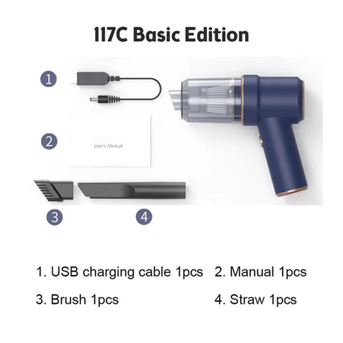 117C 2-in-1 Cordless Handheld High-Power Air Blower Car Home Cleaning Vacuum Cleaner - Blue - 1