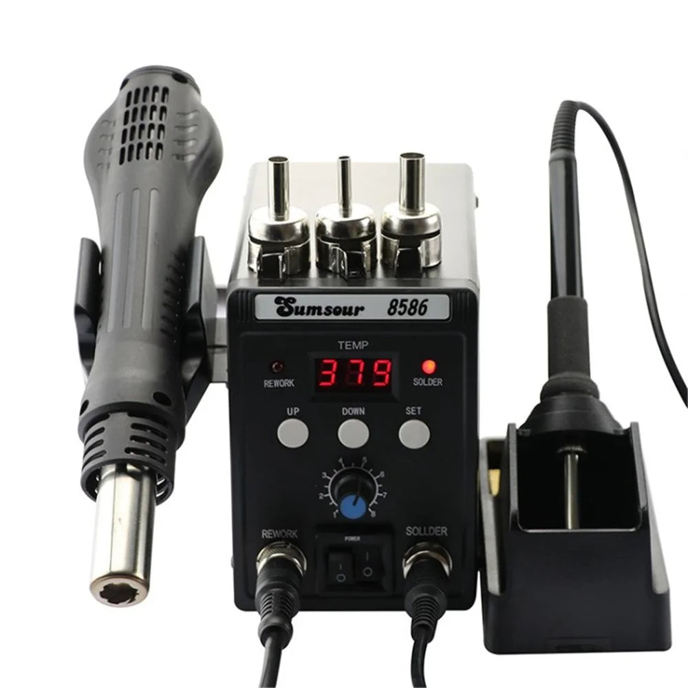 SUMSOUR 8586 760W 220V Soldering Station 2-in-1 SMD Hot Air Rework Soldering Iron Station - Black / EU Plug - 1
