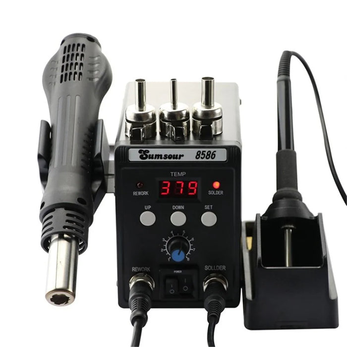 SUMSOUR 8586 760W 220V Soldering Station 2-in-1 SMD Hot Air Rework Soldering Iron Station - Black / EU Plug - 1