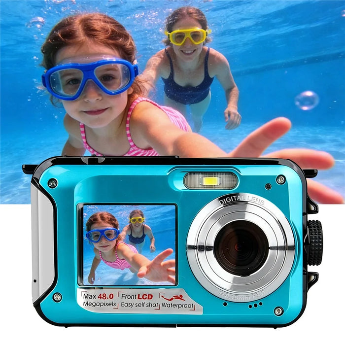 HD368 Underwater Camera Full HD 2.7K 48MP 16X Digital Zoom Dual Screen Waterproof Digital Camera for Snorkelling - Red - 3