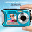 HD368 Underwater Camera Full HD 2.7K 48MP 16X Digital Zoom Dual Screen Waterproof Digital Camera for Snorkelling - Red - 4