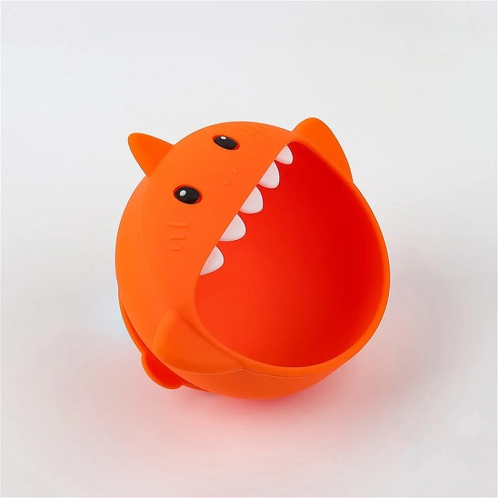 Cartoon Shark Heat-resistant Silicone Baby Bowl with Suction Cup (BPA Free, No FDA Certificate) - Orange - 1