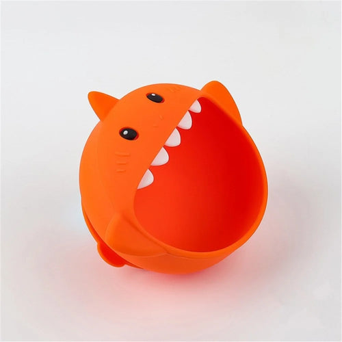 Cartoon Shark Heat-resistant Silicone Baby Bowl with Suction Cup (BPA Free, No FDA Certificate) - Orange - 1