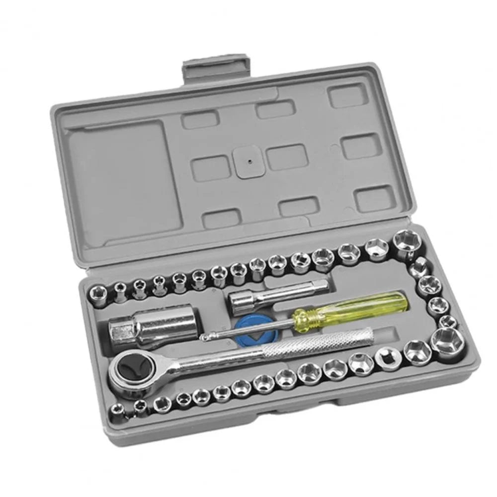 40 Pcs Socket Wrench Set Mechanics Tools Kit for Motorcycle Auto Repairing - 1