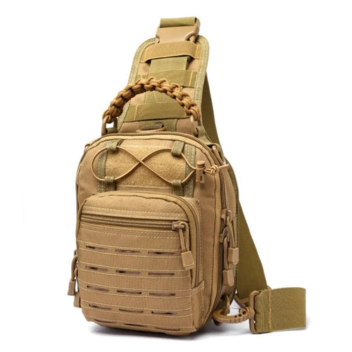 Outdoor Waterproof Camouflage Chest Sling Bag 600D Oxford Cloth Bag for Camping Hiking Travel - Khaki - 1